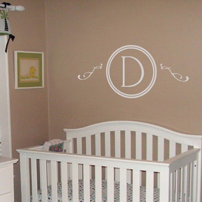 Monogram Stickers on Pretty Monogram With Scrolls Wall Decal Sticker Graphic