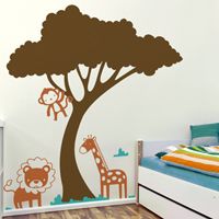 Cute Wild Animals Under a Tree - Wall Decals