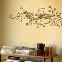 Swirling Wispy Tree Branch with Flowers - Wall Decals