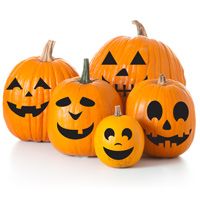 Jack O Lantern Stickers - Set of 6 Faces - Halloween Pumpkin Decals