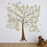Lively Blooming Tree with Butterflies & Birds - Printed Wall Decals