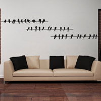 Birds Perched on the Wires - Wall Decals