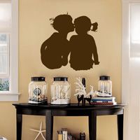 Little Boy Kissing the Little Girl - Aawwwww - Vinyl Wall Decals