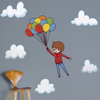 Boy Flying Away with Balloons - Printed Wall Decals