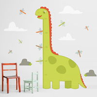 Friendly Dinosaur & Dragonflies Growth Chart - Printed Wall Decals