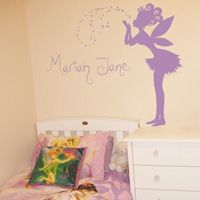 Magical Fairy Making a Wish - Personalized Monograms & Names - Wall Decals
