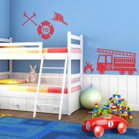 Firetruck - Fire Department Set - Wall Decals