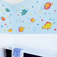 Colorful Fish, Starfish & Bubbles - Printed Wall Decals