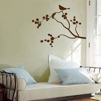 Five Birds Sitting in a Cherry Blossom Branch - Wall Decals