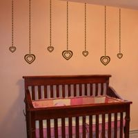 Hanging Hearts - Set of 11 - Wall Decals