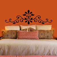 Swirling Henna Headboard - Wall Decal 