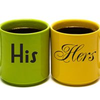 His and Hers - Set of 3 - Coffee - Kitchen - Glassware Decals