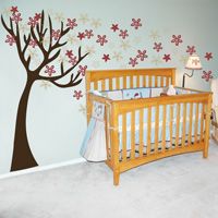 Leaning Tree with Flowers - Wall Decals