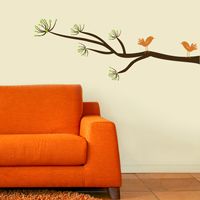 Mod Tree Branch with Two Mod Birds - Wall Decals