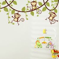 Monkeys Swinging on Vines - Set of 5 - Printed Wall Decals