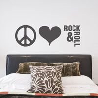 Peace, Love, Rock & Roll - Wall Decals