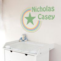 Retro Rainbow Star - Personalized Monogram - Printed Wall Decals