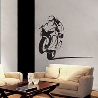 Motorcycle Racer - Sportbike - Power Wheelie Biker - Vinyl Wall Decals -