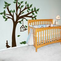 Pretty Tree with Birdhouse - Wall Decals