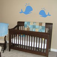 Cute Jumping Whales - Set of Two - Wall Decals