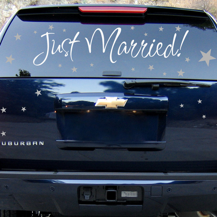 Just Married - Newlyweds - Car Decals Wall Decal Sticker Graphic