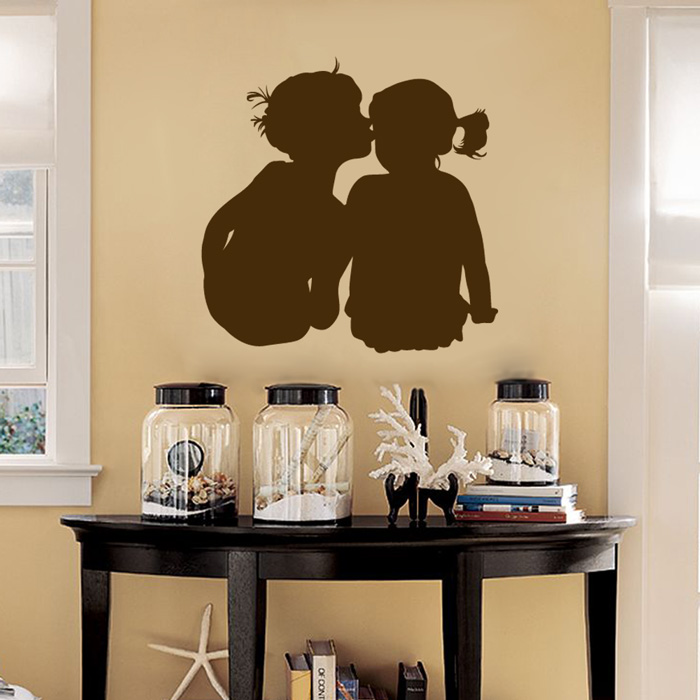 Little Boy Kissing The Little Girl Aawwwww Vinyl Wall Decals