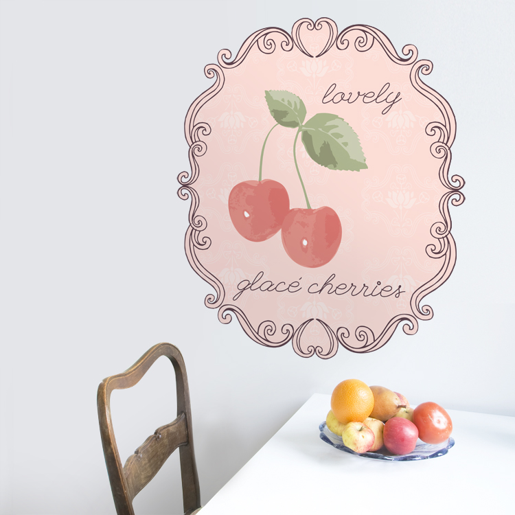 Vintage Framed Cherries - Printed Wall Decals Stickers Graphics