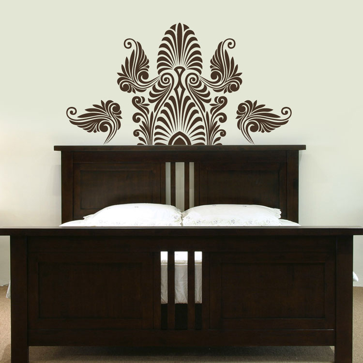 Ornate Indian Inspired Headboard Wall, Bed Frame Wall Decal