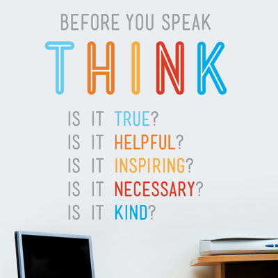 Think Before You Speak Quote Printed Wall Decals Stickers Graphics