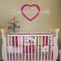 Believe in Yourself - Heart - Inspirational - Nursery - Quote Wall Decals