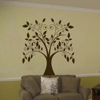 Large Swirling Tree with Falling Leaves - Vinyl Wall Decal