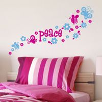 Peace, Flowers & Butterflies - Quote - Wall Decals