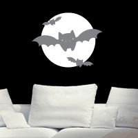 Bats in the Night with a Full Moon - Wall Decals