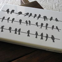 Tiny Birds on a Wire - Set of 3 - Laptop & Notebook Decals