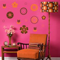 Abstract Retro Flowers - Wall Decals