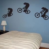 Downhill Mountain Bikers - Series of Three - Wall Decals