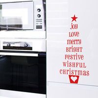 Christmas Tree Words - Joy Love Merry Festive - Holiday Wall Decals