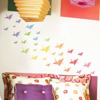 Colorful Origami Cranes - Printed Wall Decals