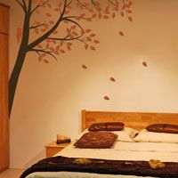 Corner Waving Tree with a Bird - Wall Decals