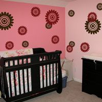 Pretty Daisies and Spirals - Flowers - Set of 22 - Wall Decals