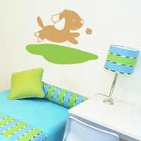 Dog Playing Catch - Wall Decals