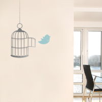Birdies Flying Free - Birdcage & Birds - Wall Decals