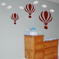 Hot Air Balloons with Clouds - Set of 3 - Wall Decals