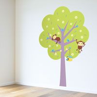 Playful Monkeys in a Tree - Printed Wall Decals