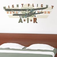 Night Flight Squadron - Vintage Airplane - Printed Wall Decals 