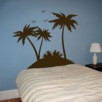 Tropical Palm Trees and Birds - Set of 3 - Wall Decals