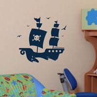 Pirate Ship with Soaring Birds - Wall Decals