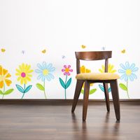 Pretty Spring Garden Flowers with Butterflies - Printed Wall Decals 
