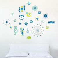 Retro Clocks - Set of 23 - Printed Wall Decals