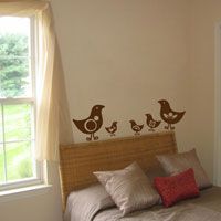 Set of Seven Cute Birds - Fun Shapes - Wall Decals